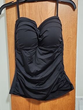 LIZ CLAIBORN SIZE 14 BLACK TANKINI SWIM TOP